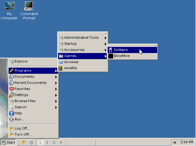 ReactOS - Launching Solitaire