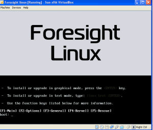 Foresight Linux install boot