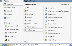 Linux Mint 5.0 Light menu