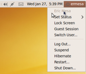 Ubuntu 9.10 Gnome Desktop top right
