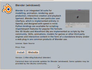 Ubuntu 9.10 Software Center Blender Description