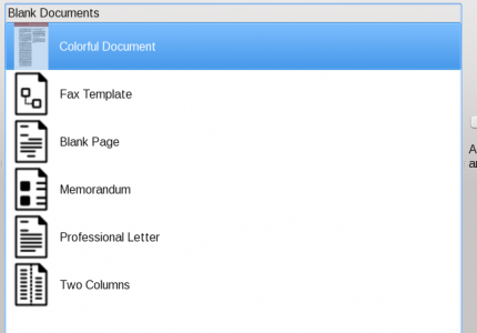 Kword - templates for blank documents.... seems counterintuitive 