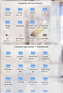 Desktop folder view in Spanish