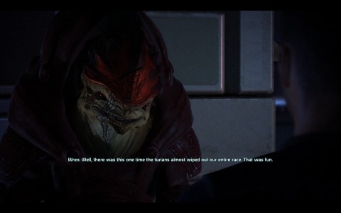 Speaking with the cheerful Wrex