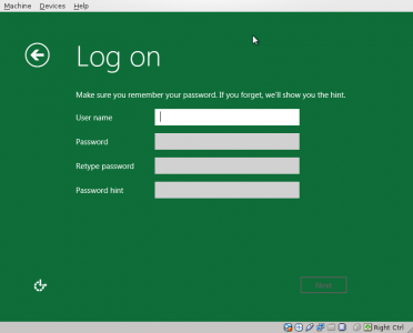 Windows 8 - choosing a name and password