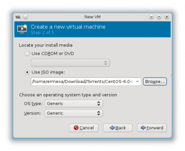 Red Hat - virtmanager - VM creation wizard - select OS