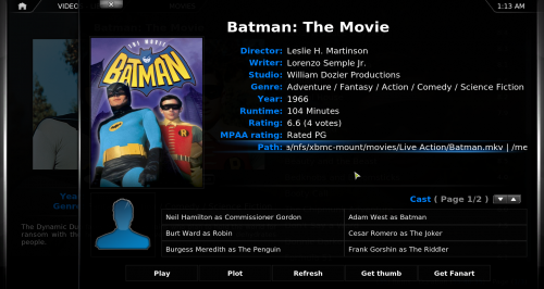 Default XBMC skin - media info view on movies - even more info