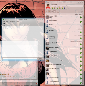 kde-telepathy contacts window and chat window in Fedora 16