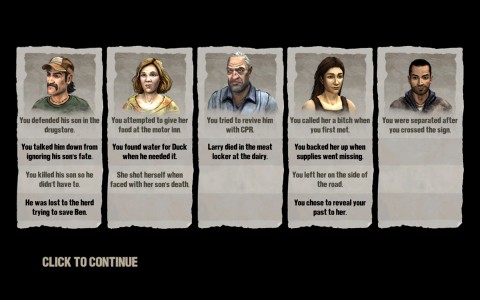 The Walking Dead Character Choices 1