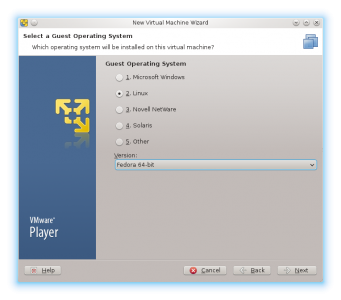 VMWare Player - Select Guest OS
