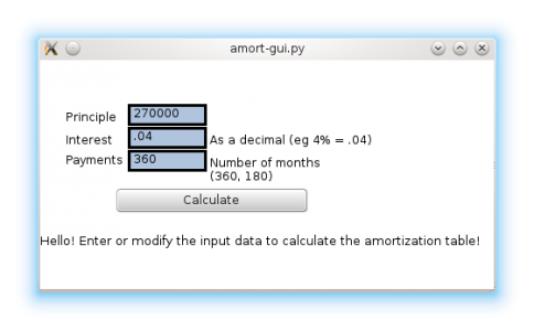 Amortization  GUI  with Plasma-style button
