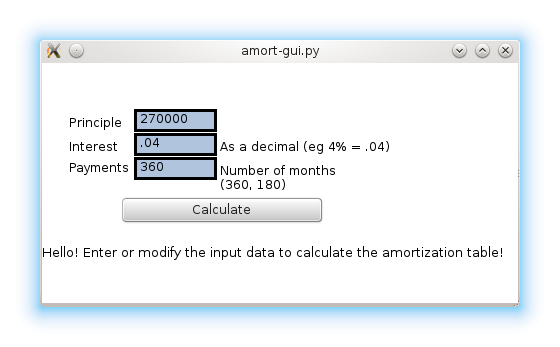 Amortization GUI with Plasma-style button