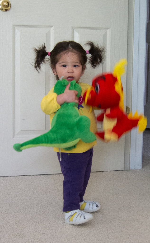 Scarlett Hugs her Dragons