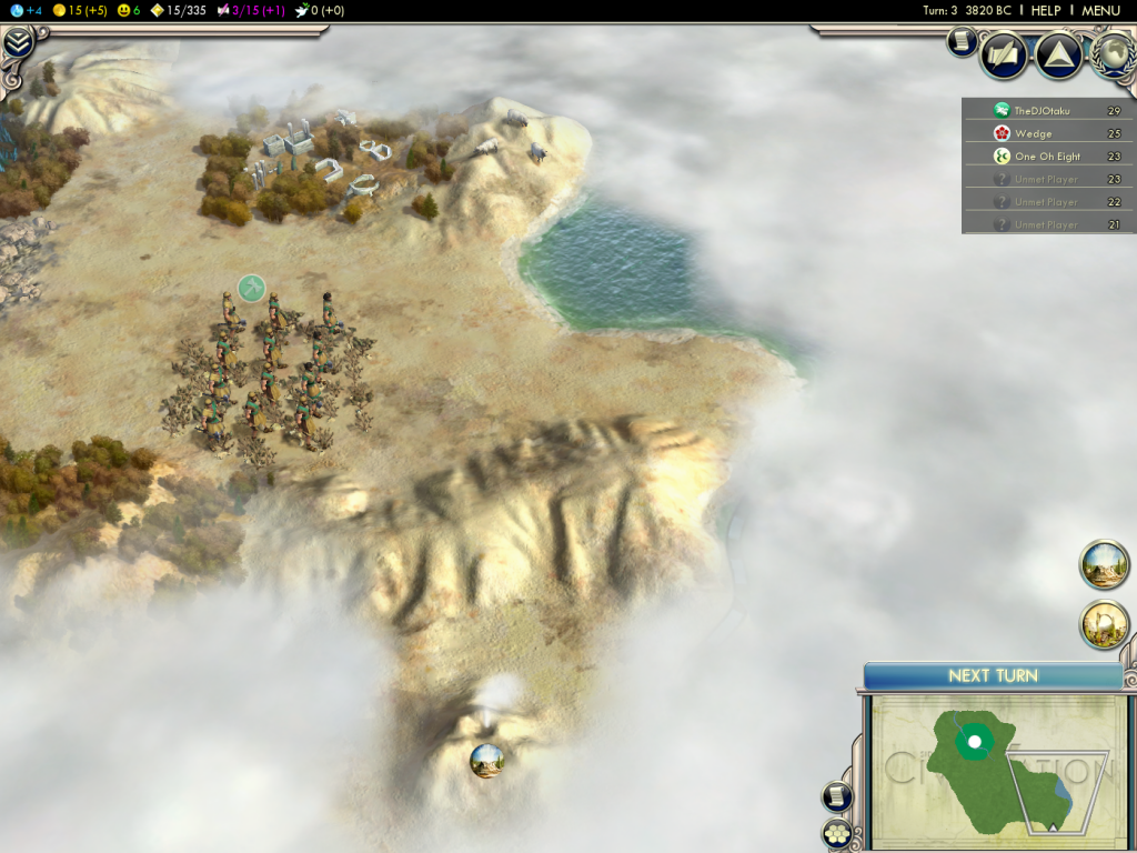 Civilization 5 against Dan and Dave - 3820 BC - More  Ancient Ruins and Possibly the Ocean