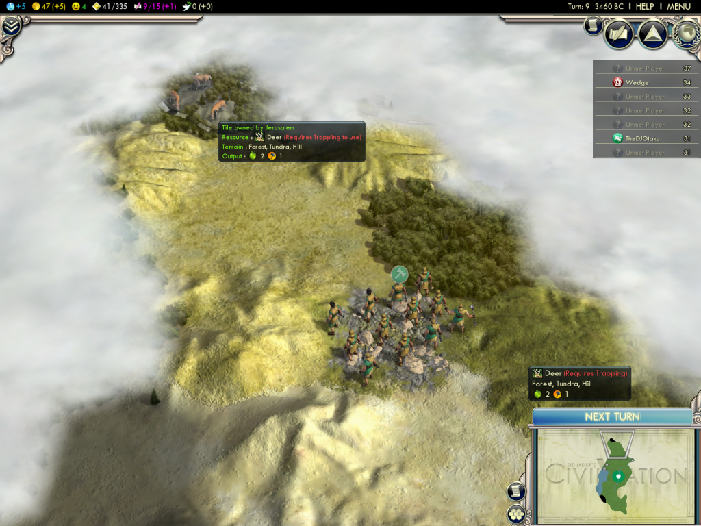 Civilization 5 against Dave - 3460 BC - I guess I am also in the north here