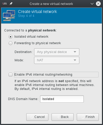 Virt-manager - Isolated Network 4 - pick isolated