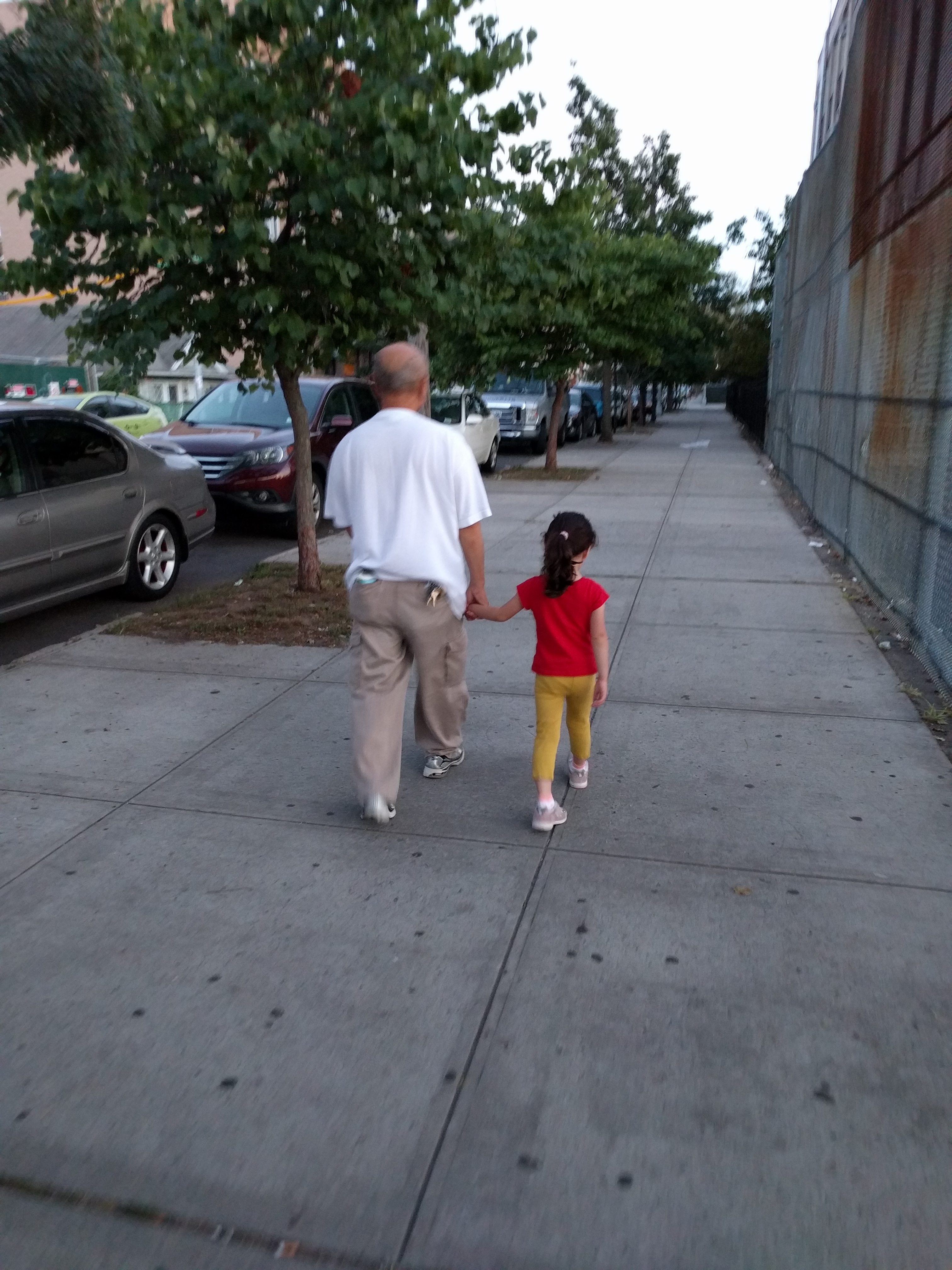 Walking to get soft serve with grandpa
