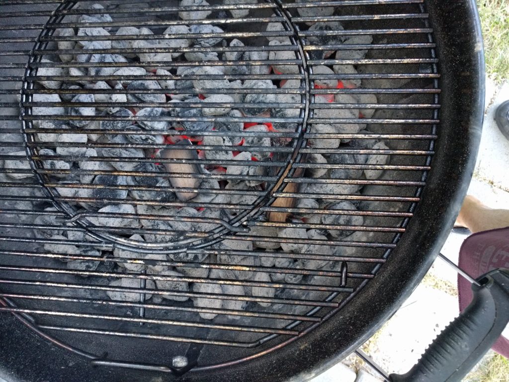 Pecan wood in the charcoal