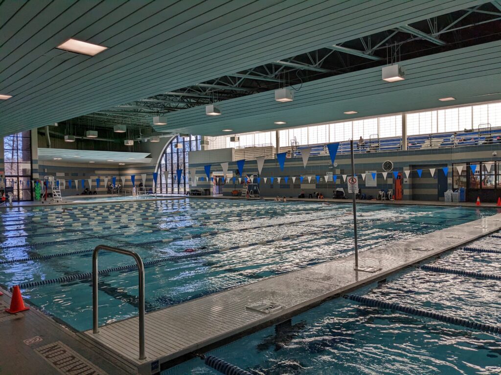 The warm up and cool down lanes in the Arundel Olympic Swim Center
