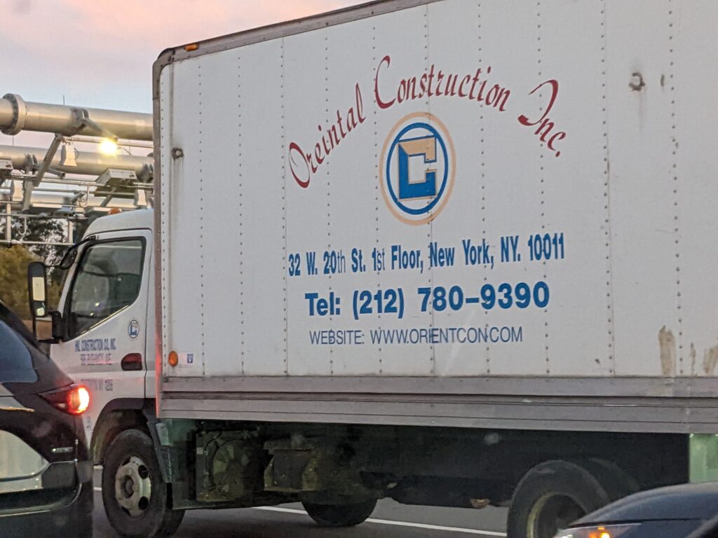a truck with "oriental" spelt wrong