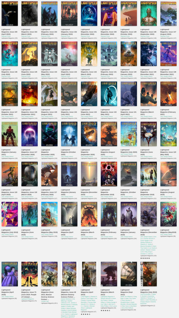 A grid of Lightspeed magazine covers
