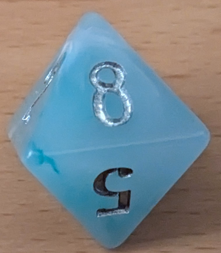 up close image of d8 die