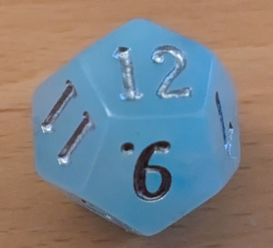 up close image of d12 die