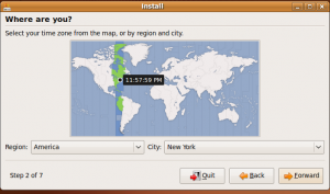 Ubuntu 9.04 - installation time zone selection