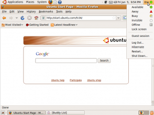 Ubuntu 9.04 - Setting the Status