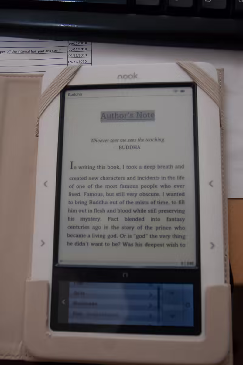Barnes and Noble Nook with Depak Chopra’s &lsquo;Buddha&rsquo; loaded
