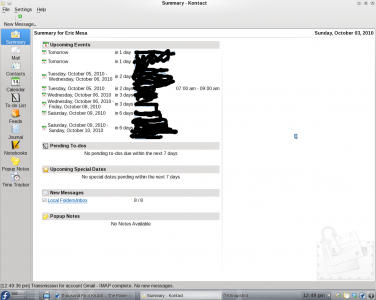 Kontact on KDE 4.4 Summary Page