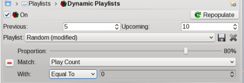 Amarok 2 Dynamic Playlist Proportional Bias