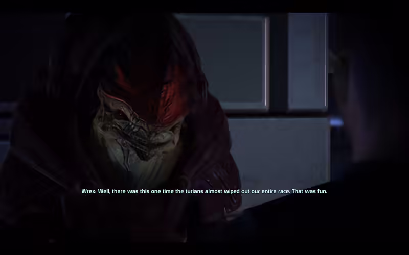 Speaking with the cheerful Wrex