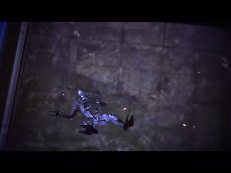 Saren falling to his death
