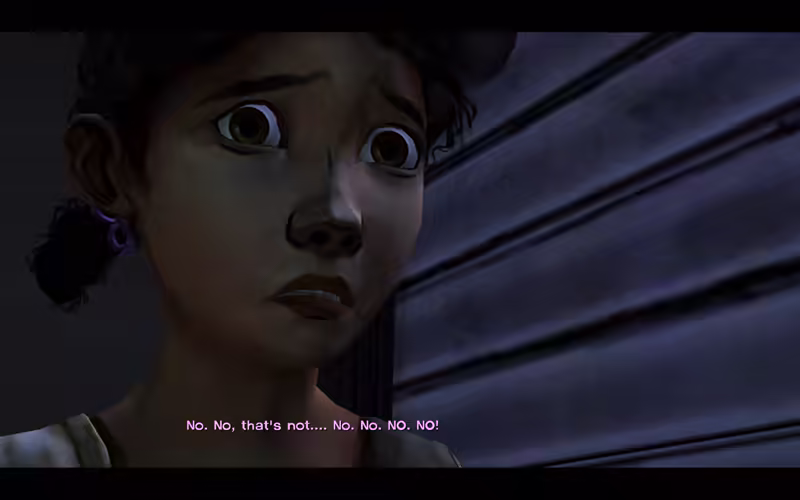 The Walking Dead Episode 5 - Clem Finds out You (Lee) are a zombie; man, it makes me emotional just to see this image again