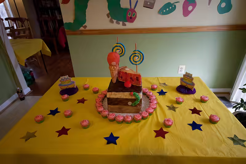 Hungry Caterpillar Cake - Cake Table Setup