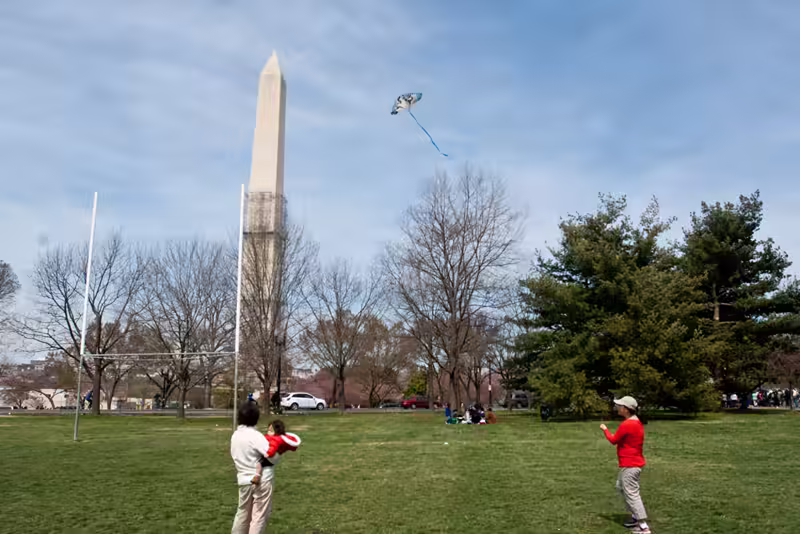 Danielle flying a Kite in DC
