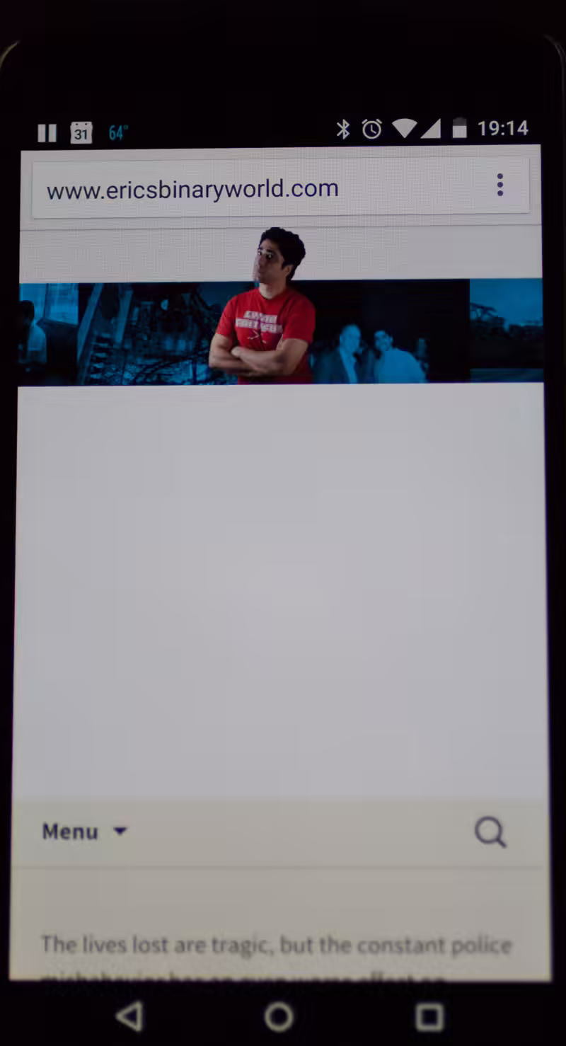 Blog on Phone - notice the header causes a huge white empty space