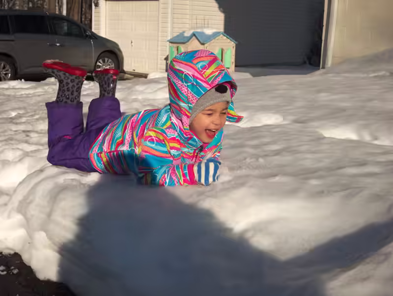 Scarlett spends some time out in the snow with Danielle.