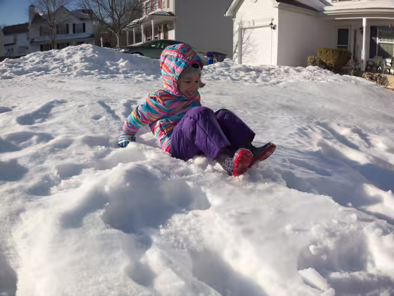 Scarlett spends some time out in the snow with Danielle.