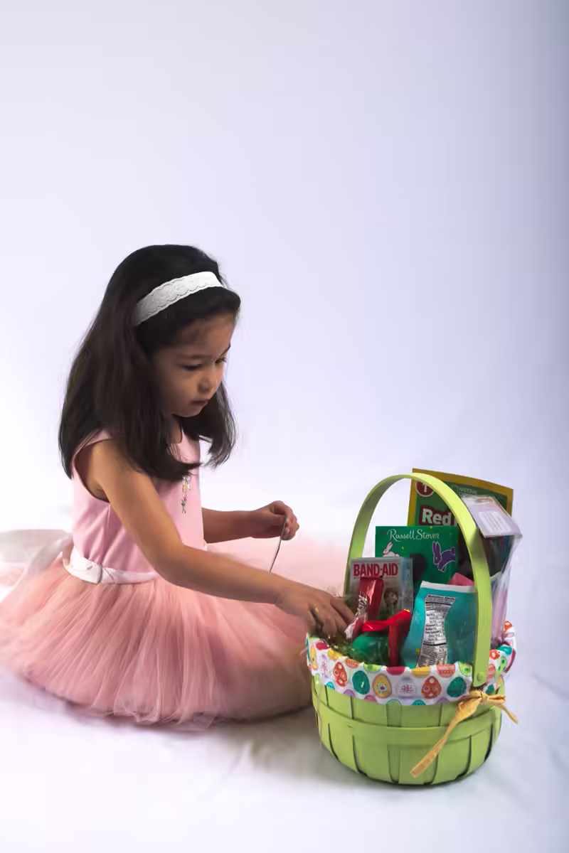 Scarlett explores her Easter basket