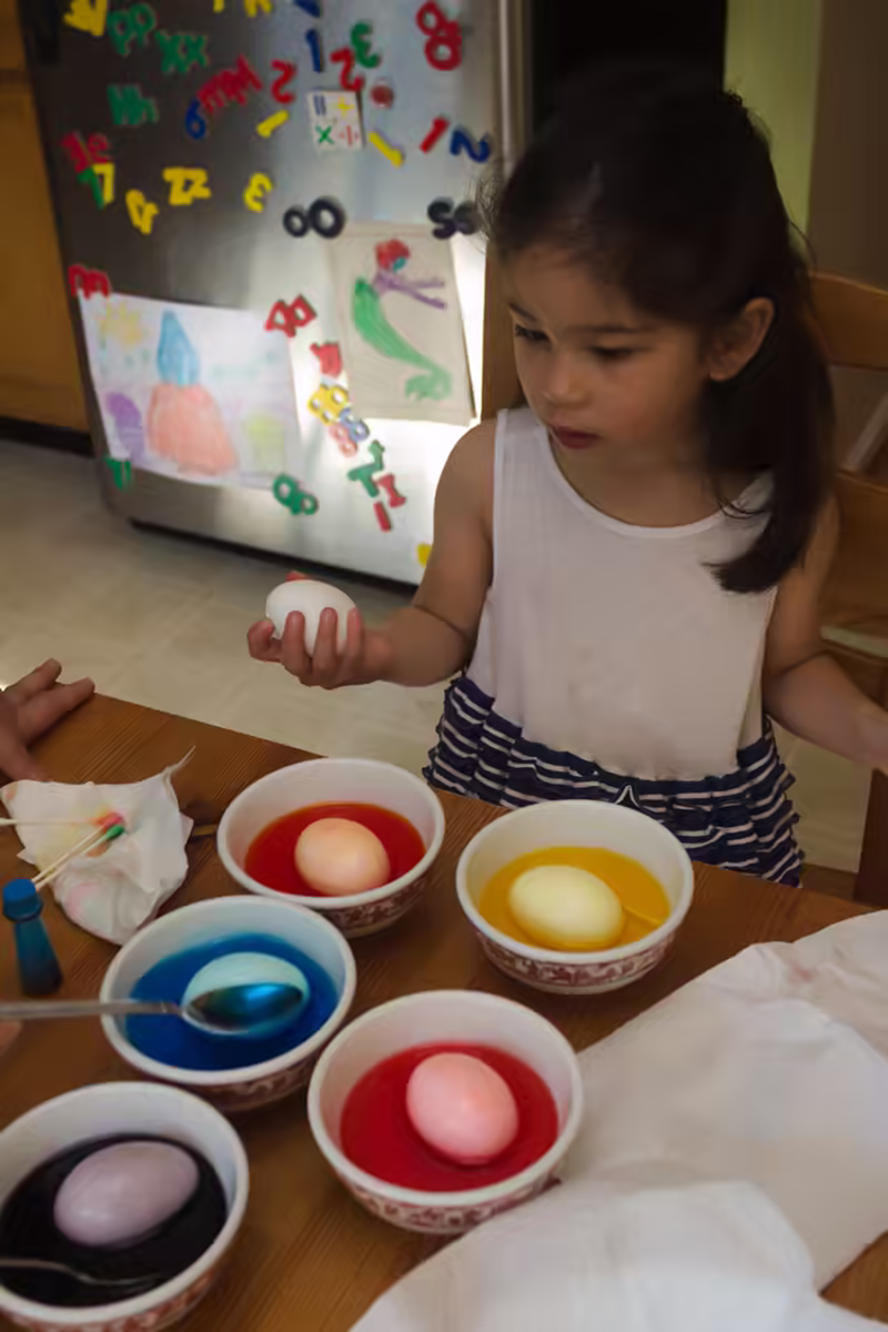 All the eggs absorbing colors
