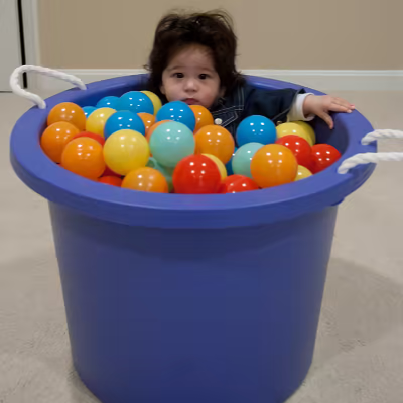 Scarlett in the Makeshift Ball Pit