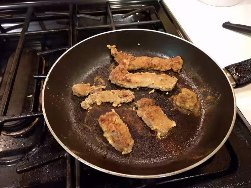 Frying a bunch of strips