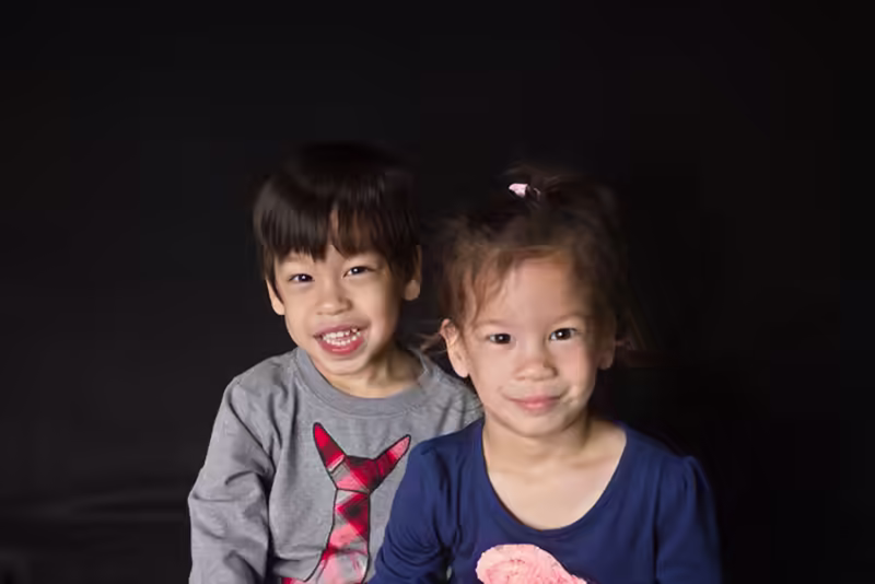 Twin third birthday portraits