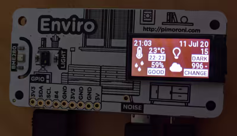 Raspberry Pi Zero W with Pimoroni Enviro Mini pHAT