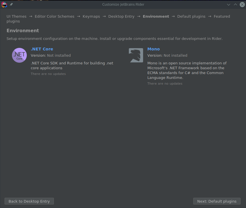 JetBrains Rider Environments