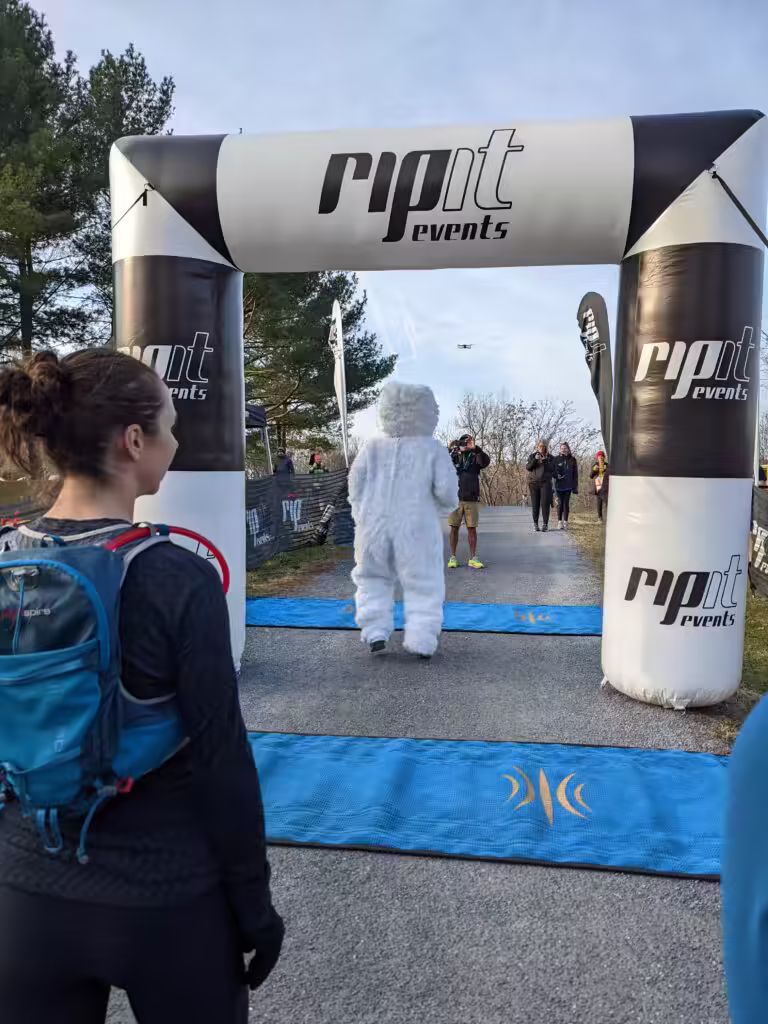 A Yeti (Ice Bigfoot) at the race start