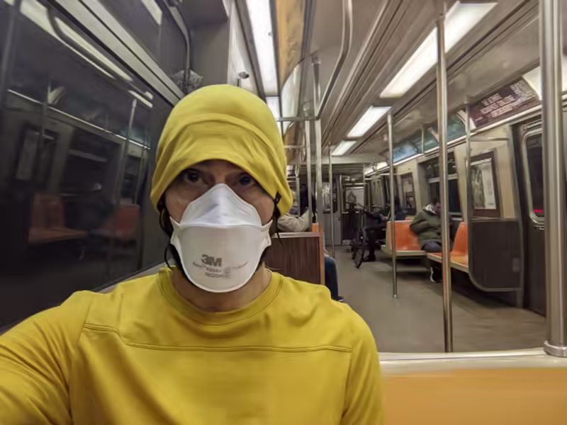 selfie on a NYC train