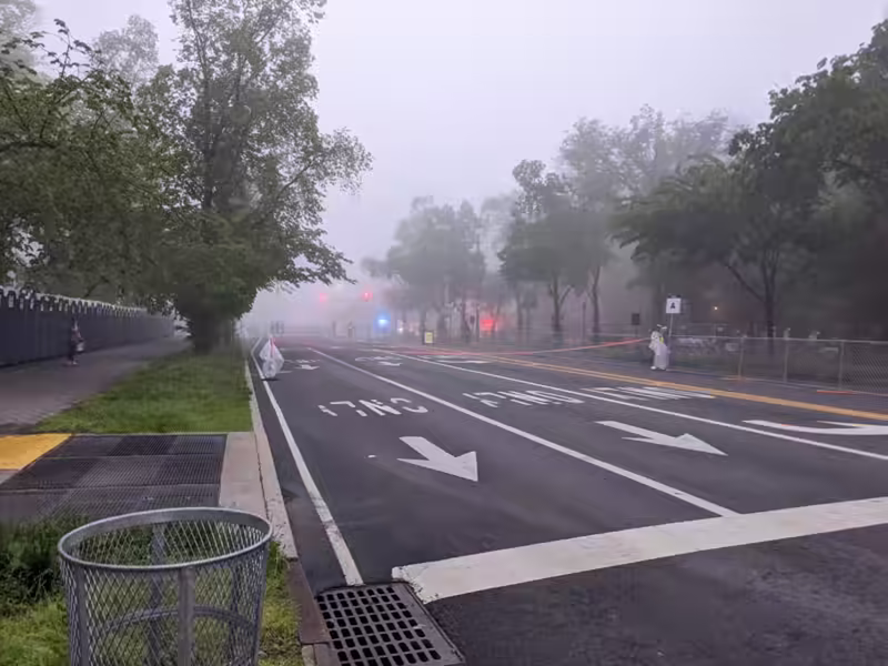 foggy corral area for the first wave